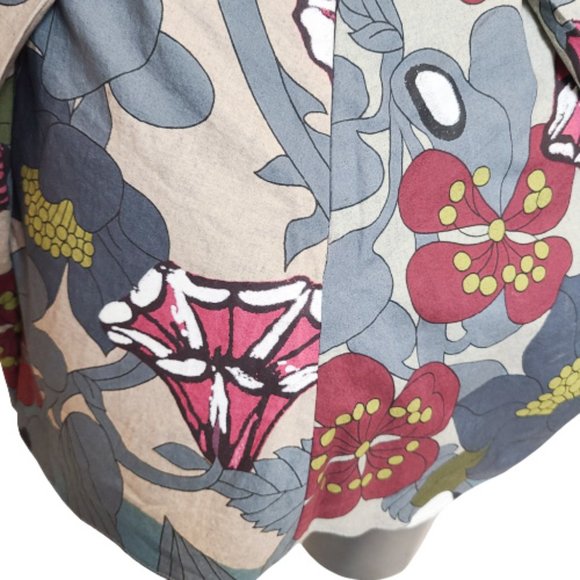 Marni Heathered Multi Floral Cotton Sleeveless Peplum Blouse/Top, - Picture 14 of 16